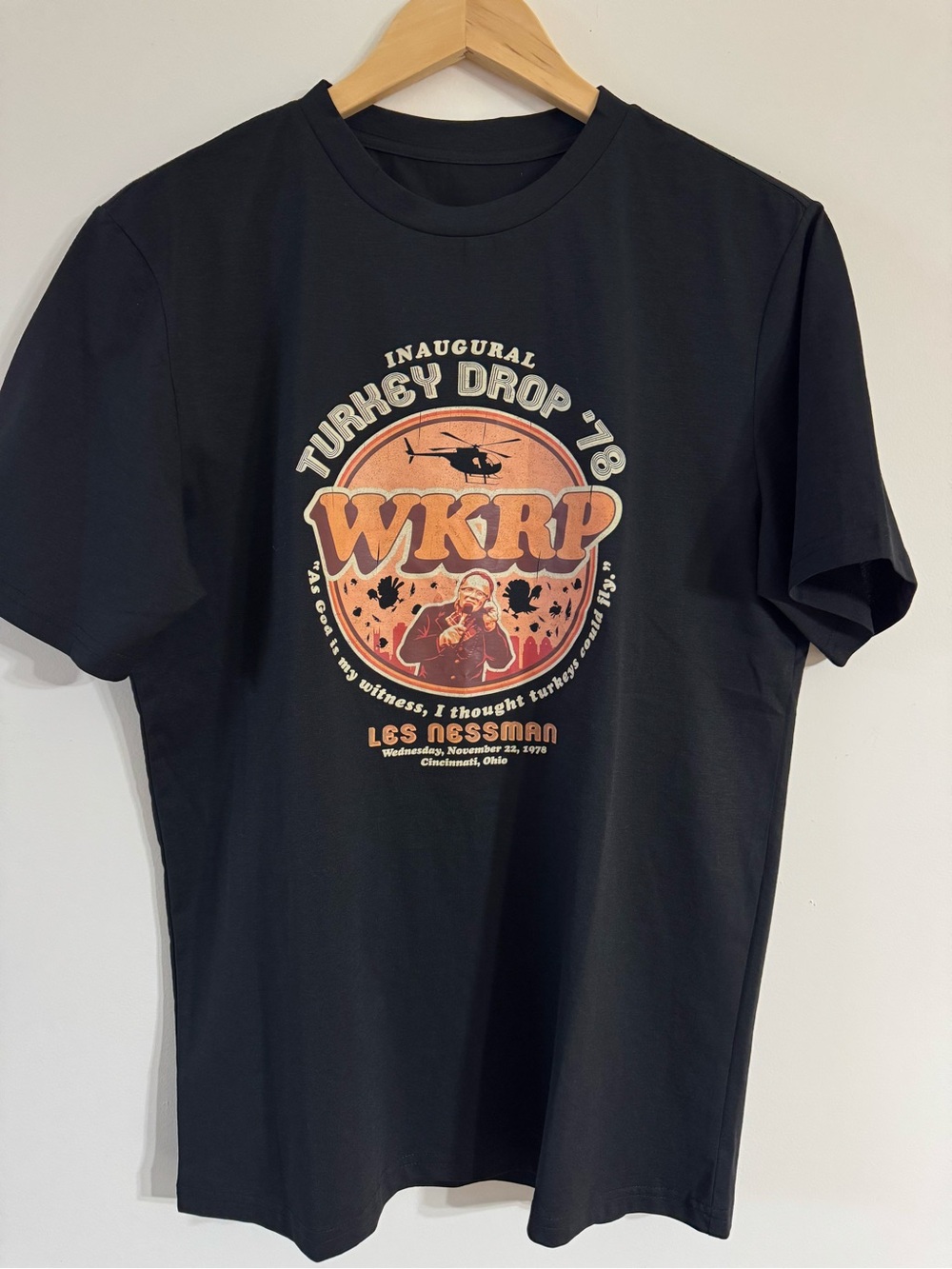 WKRP Black Graphic Crewneck T-Shirt - Turkey Drop '78